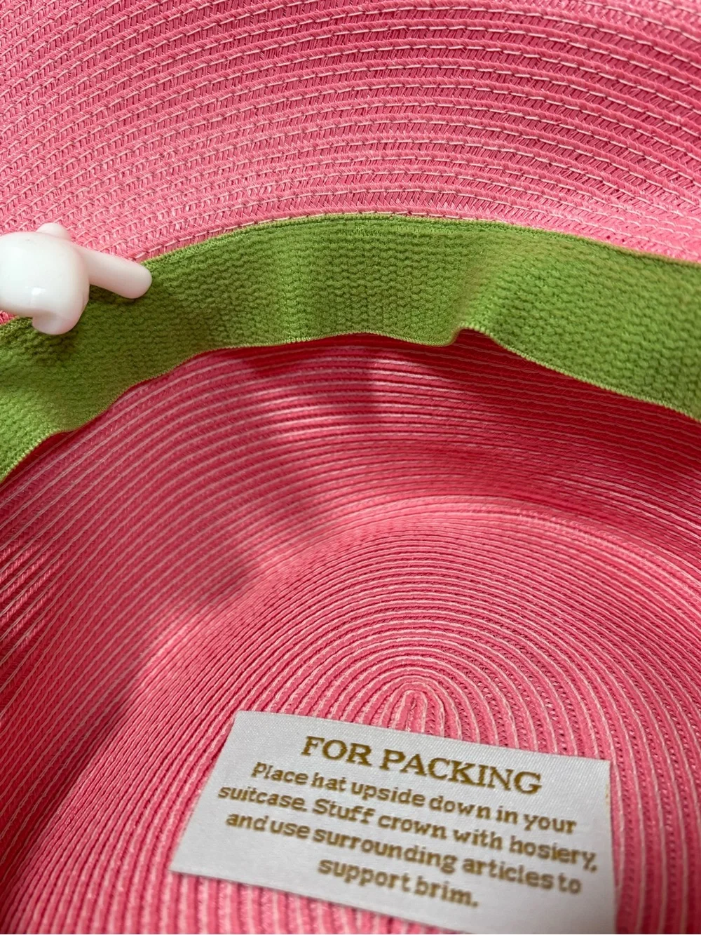Eric Javits Pink Squishee Wide Brim Sun Hat Floppy Packable Travel Straw Hat bow